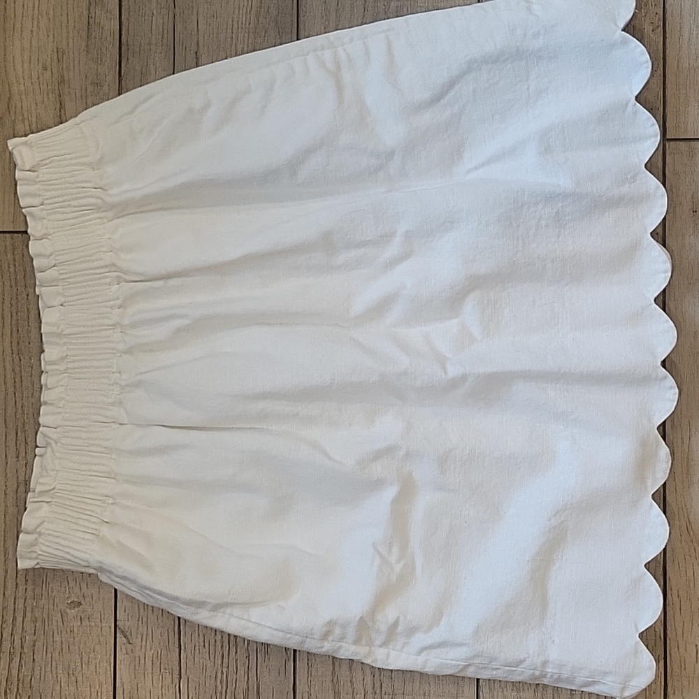 J.Crew White Linen Elastic Waist Scallop Edge Skirt - Size 0